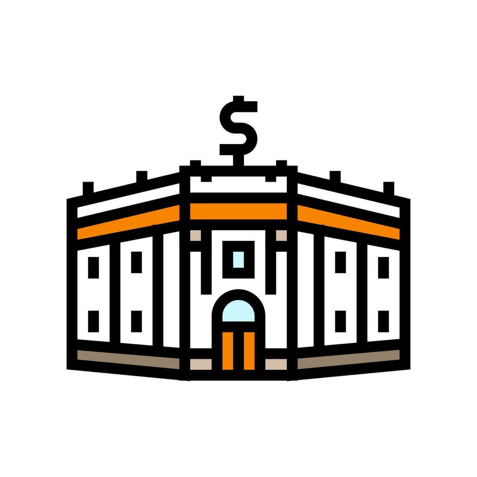 economie bank gebouw kleur icoon vector illustratie