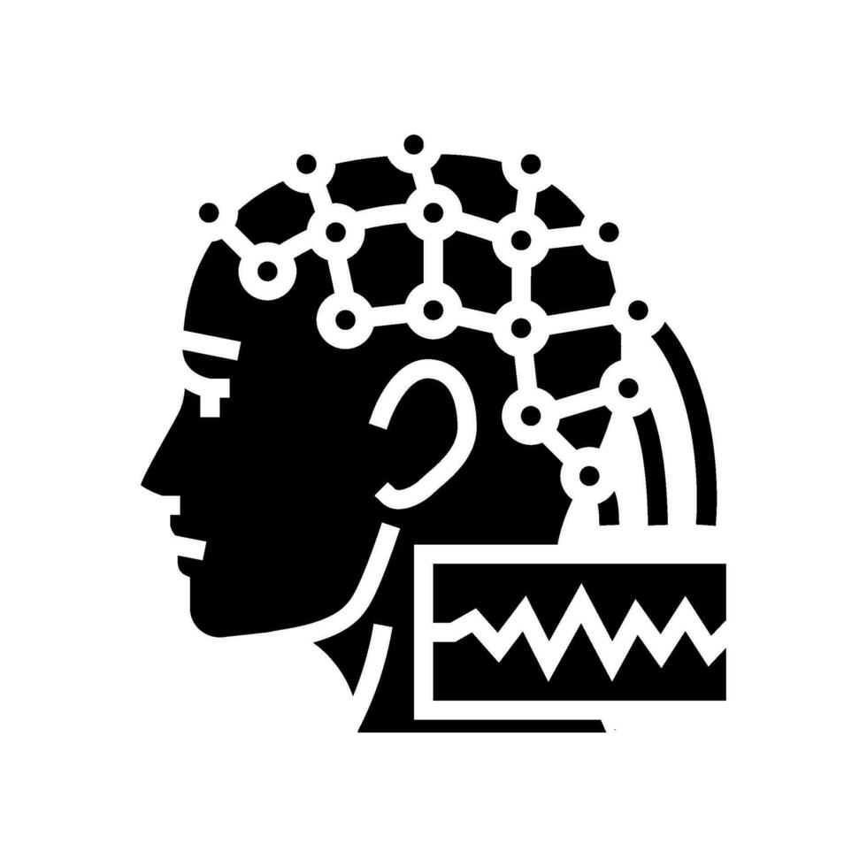 eeg toezicht houden neurowetenschappen neurologie glyph icoon vector illustratie