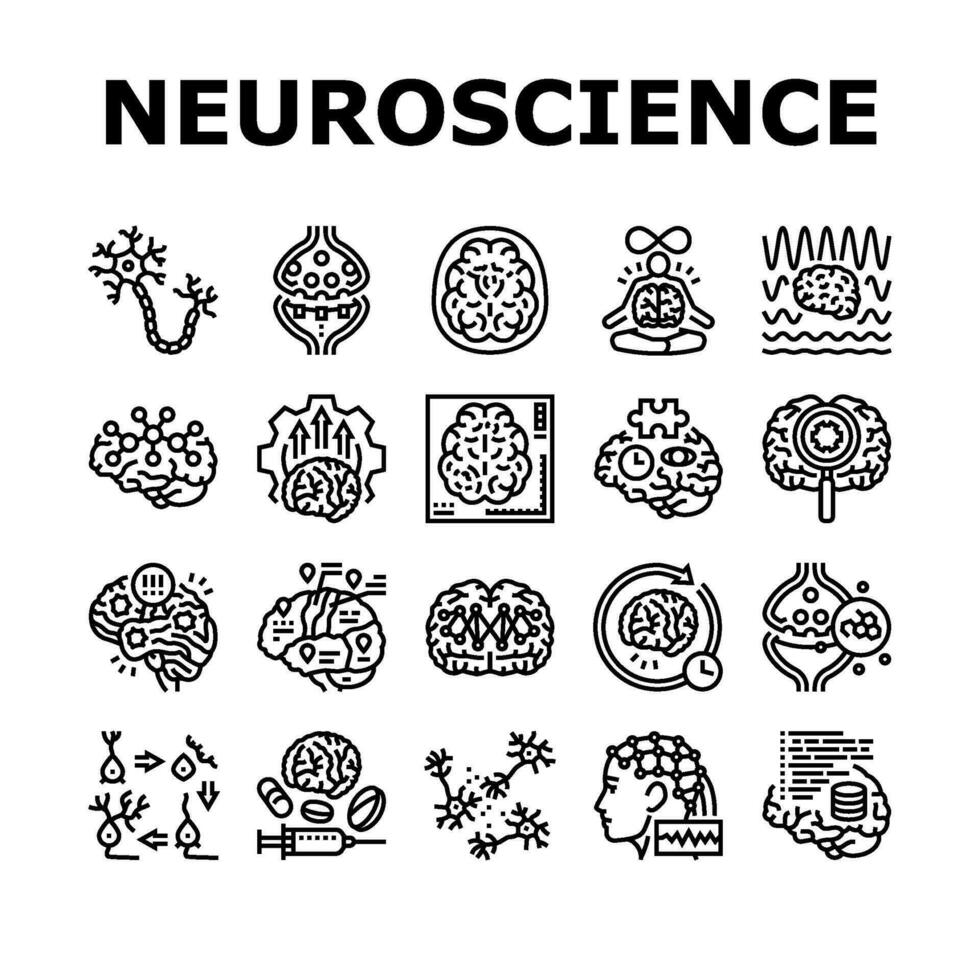 neurowetenschappen hersenen neurologie pictogrammen reeks vector