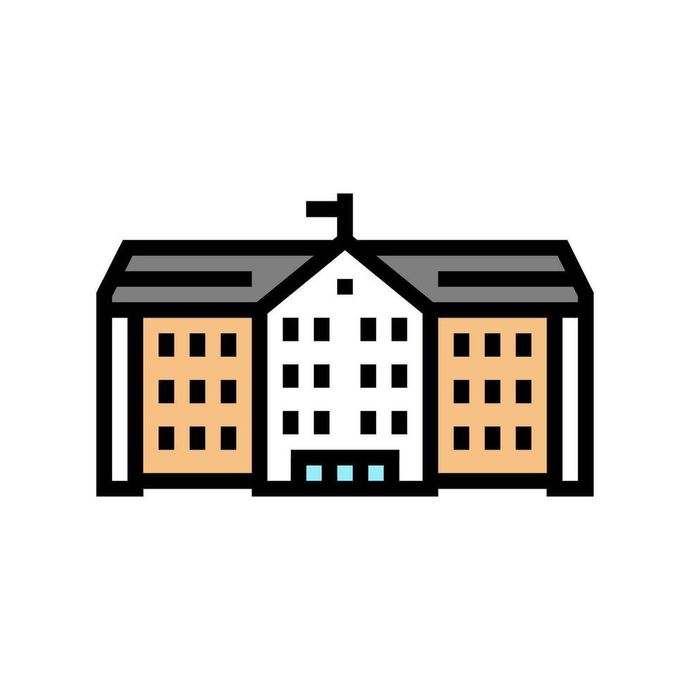 openbaar school- gebouw kleur icoon vector illustratie