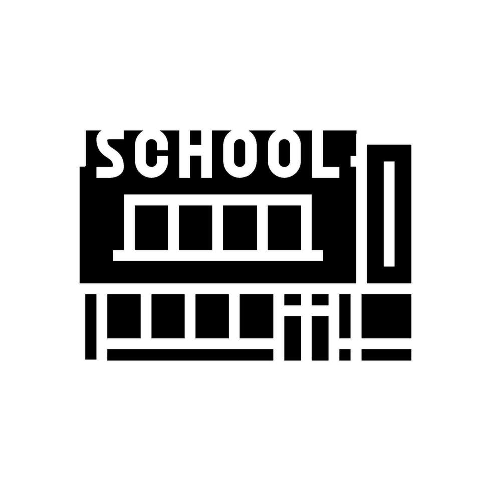 huis school- gebouw glyph icoon vector illustratie