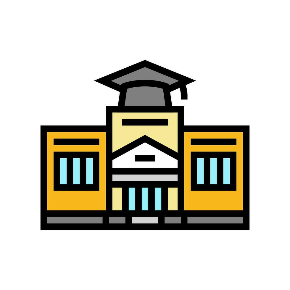 hoog school- gebouw kleur icoon vector illustratie