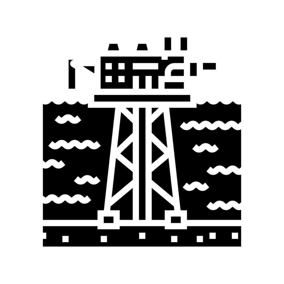 offshore boren olie industrie glyph icoon vector illustratie