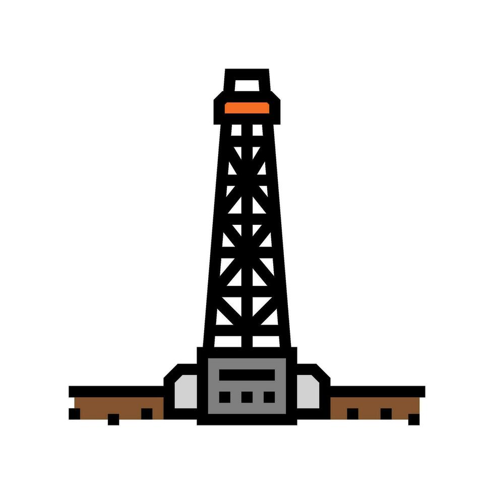 aan land boren olie industrie kleur icoon vector illustratie