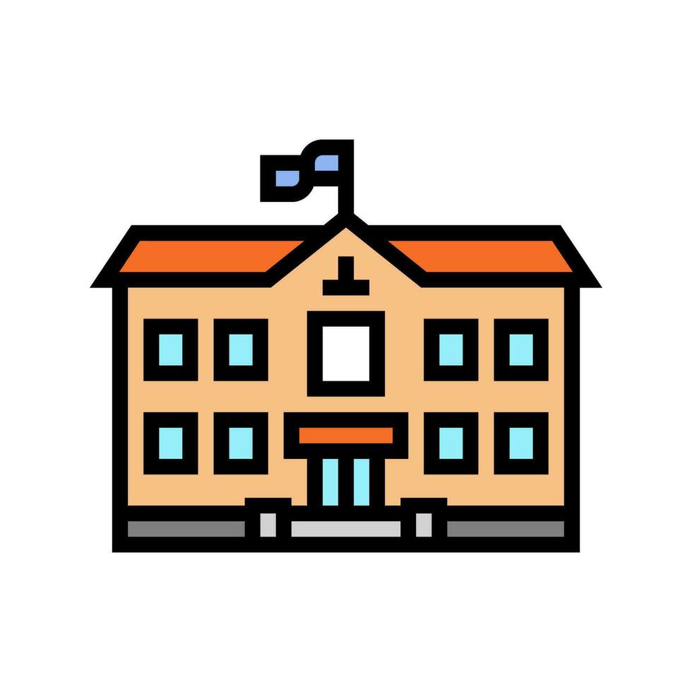 modern school- gebouw kleur icoon vector illustratie