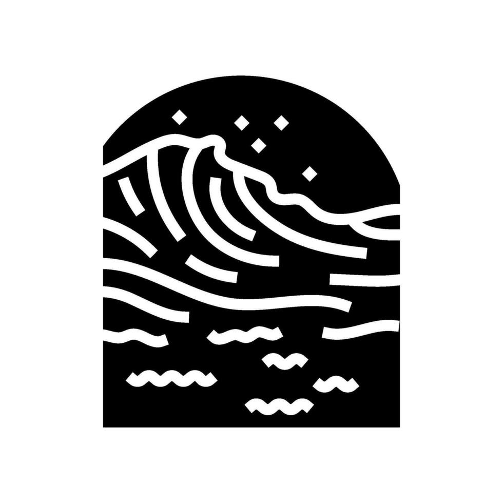 oceaan golven getij macht glyph icoon vector illustratie