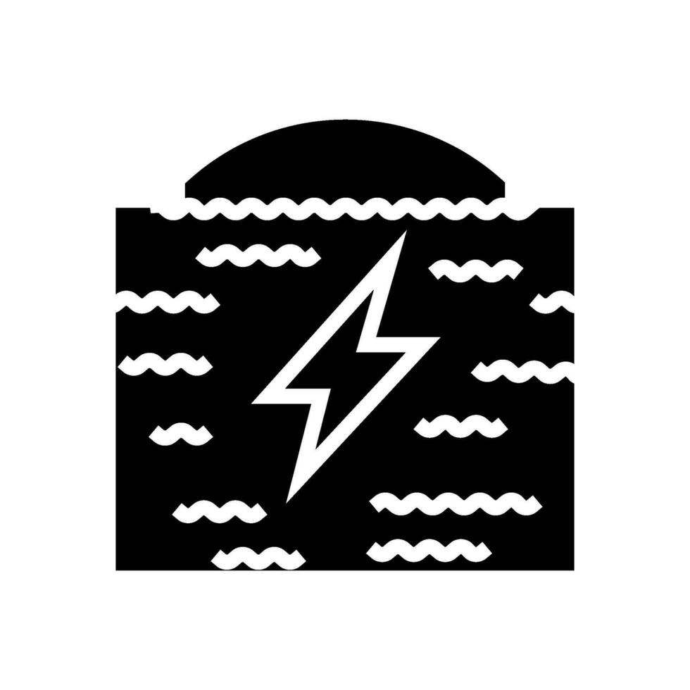 Golf energie omzetter getij glyph icoon vector illustratie