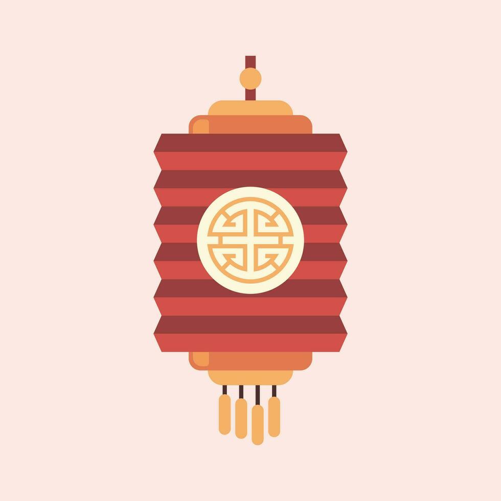 Chinese nieuw jaar Chinese lantaarn vector illustratie in vlak ontwerp stijl