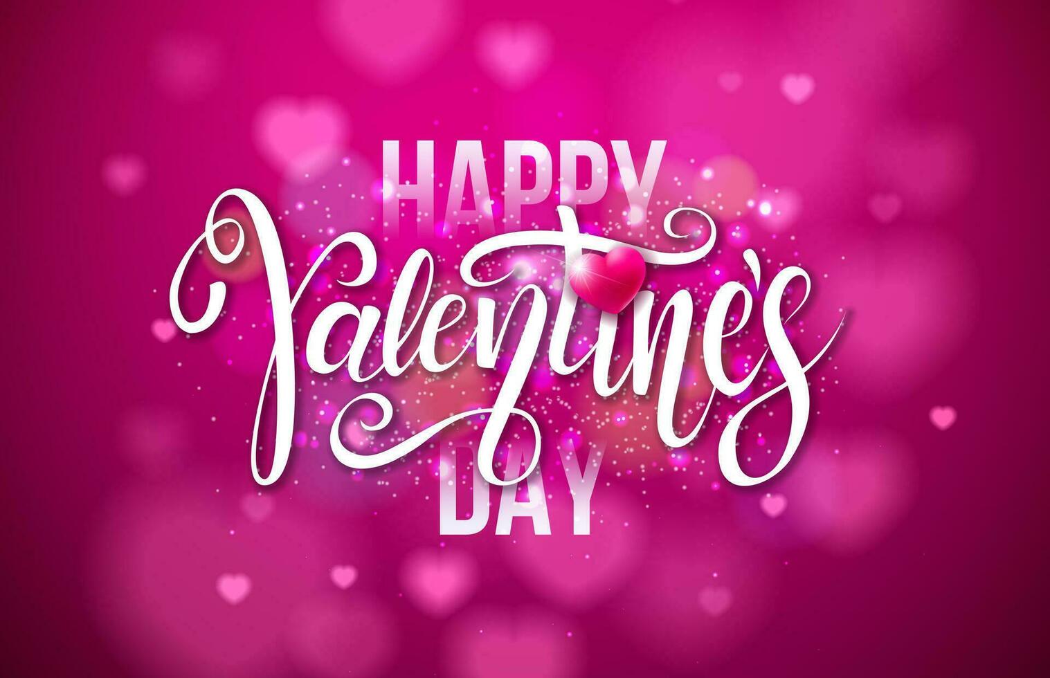 gelukkig valentijnsdag dag ontwerp met typografie brief en herat Aan rood achtergrond. vector bruiloft en romantisch liefde Valentijn thema illustratie voor folder, groet kaart, banier, vakantie poster of partij
