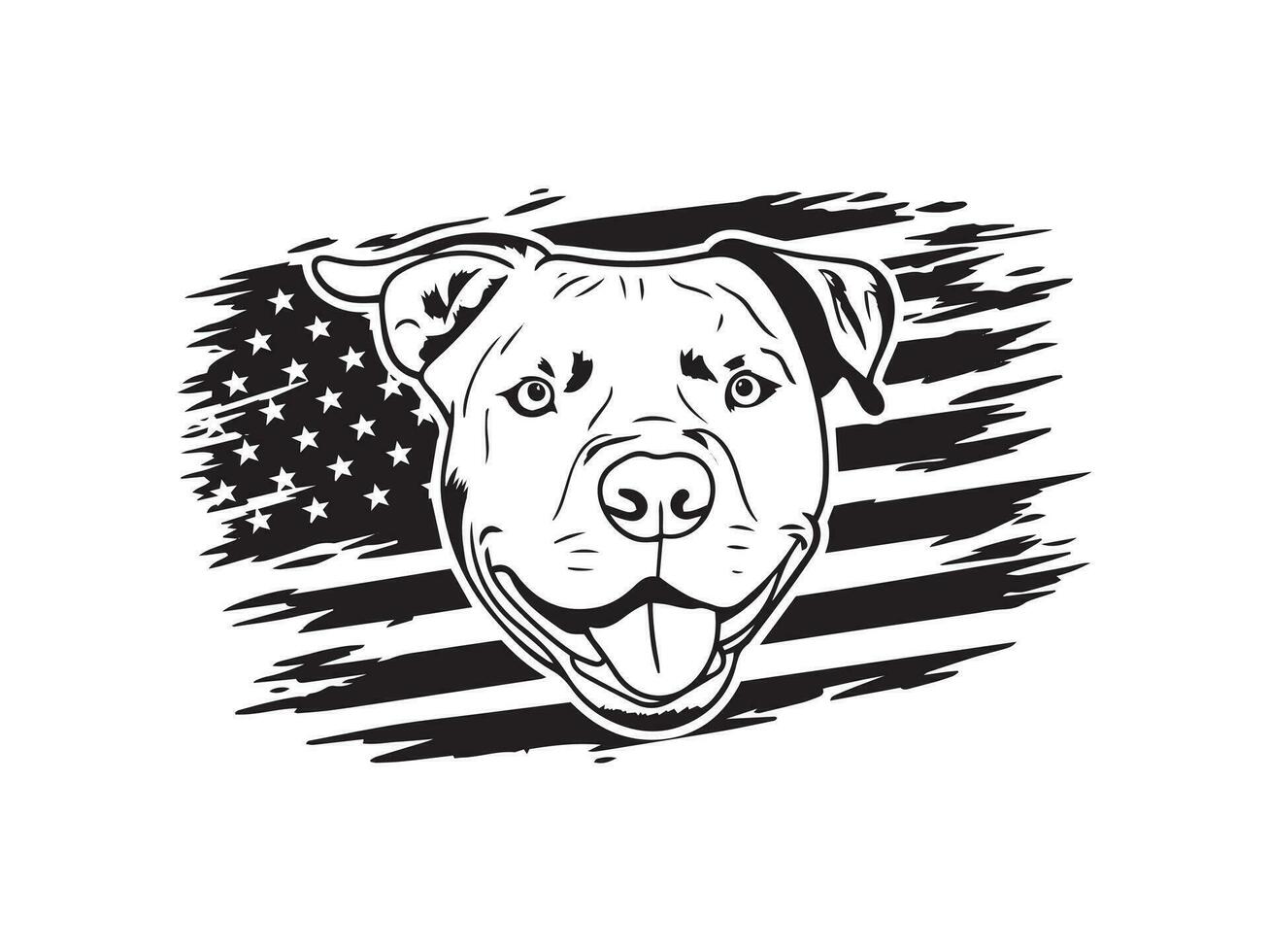 Amerikaans pitbull zwart en wit hond hoofd vector illistration