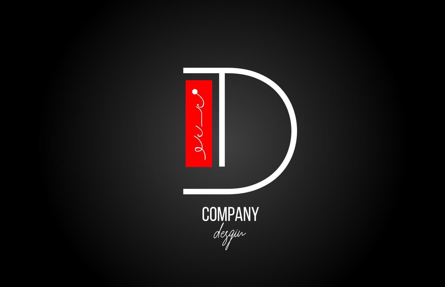 d alfabet letter logo met bloemen vintage design icoon in zwart wit rood voor zaken en bedrijf vector