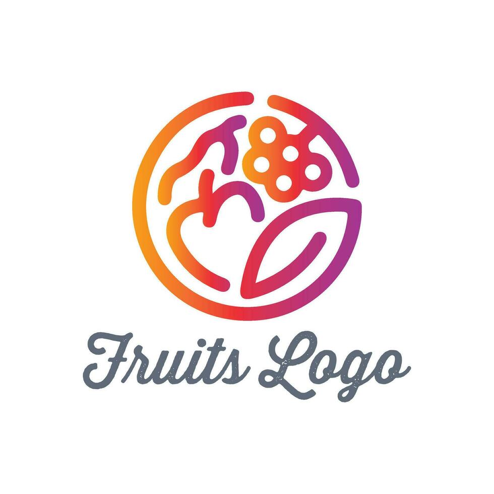minimalistisch, gezond en kleurrijk fruit logo ontwerp vector gebruik makend van voor cosmetica, ecologie werkzaamheid, voedsel en sap bedrijf.