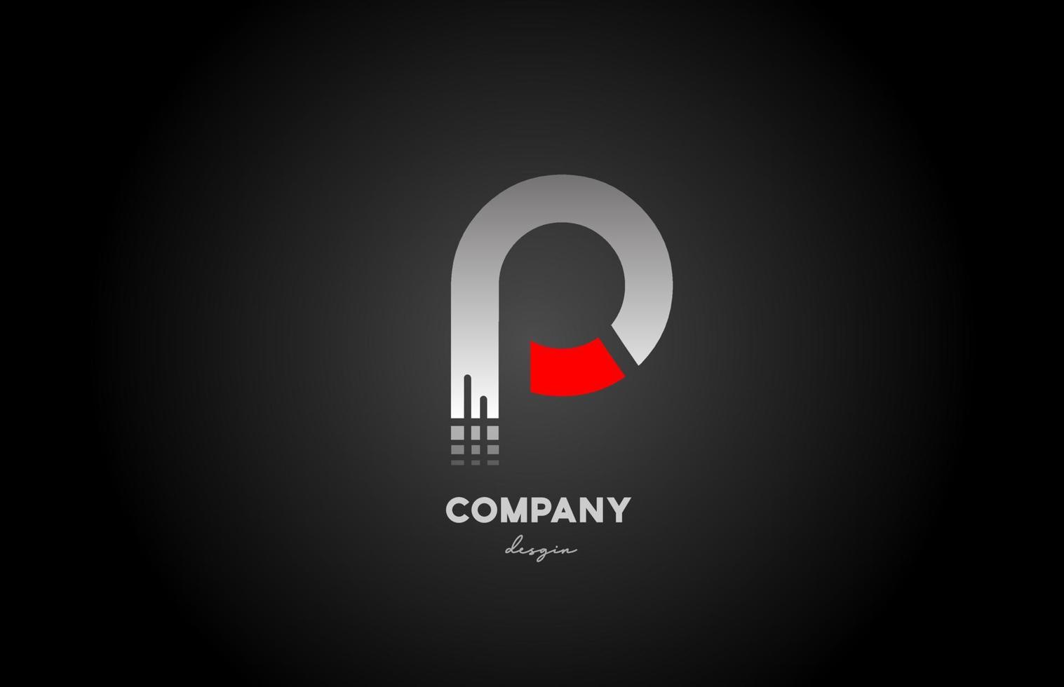 p rood grijs alfabet letter logo pictogram ontwerp voor zaken en bedrijf vector