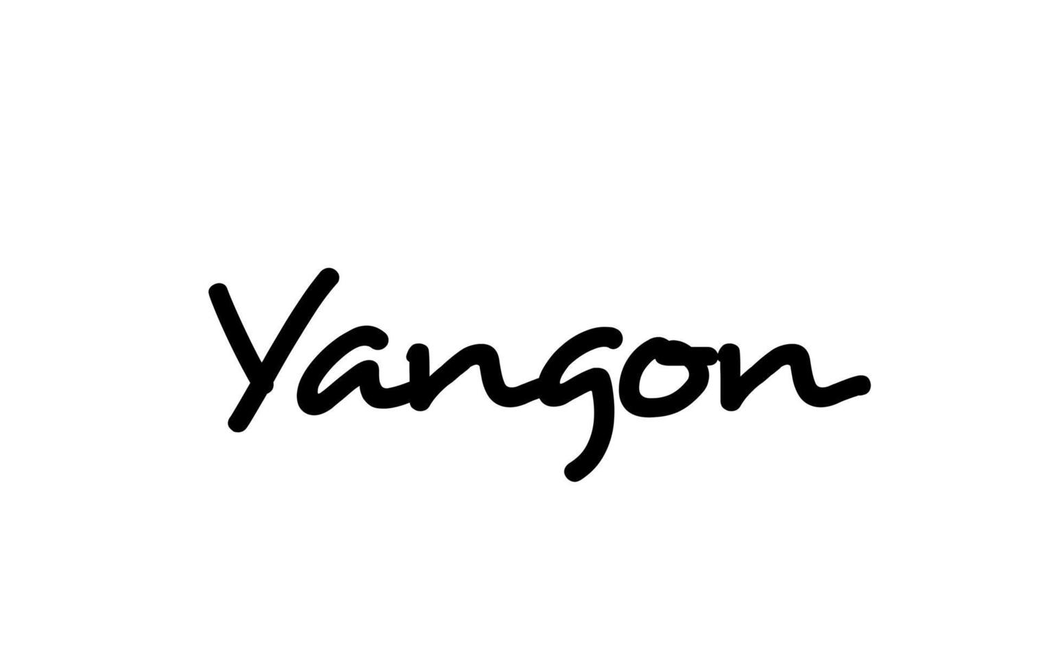 yangon stad handgeschreven woord tekst hand belettering. kalligrafie tekst. typografie in zwarte kleur vector