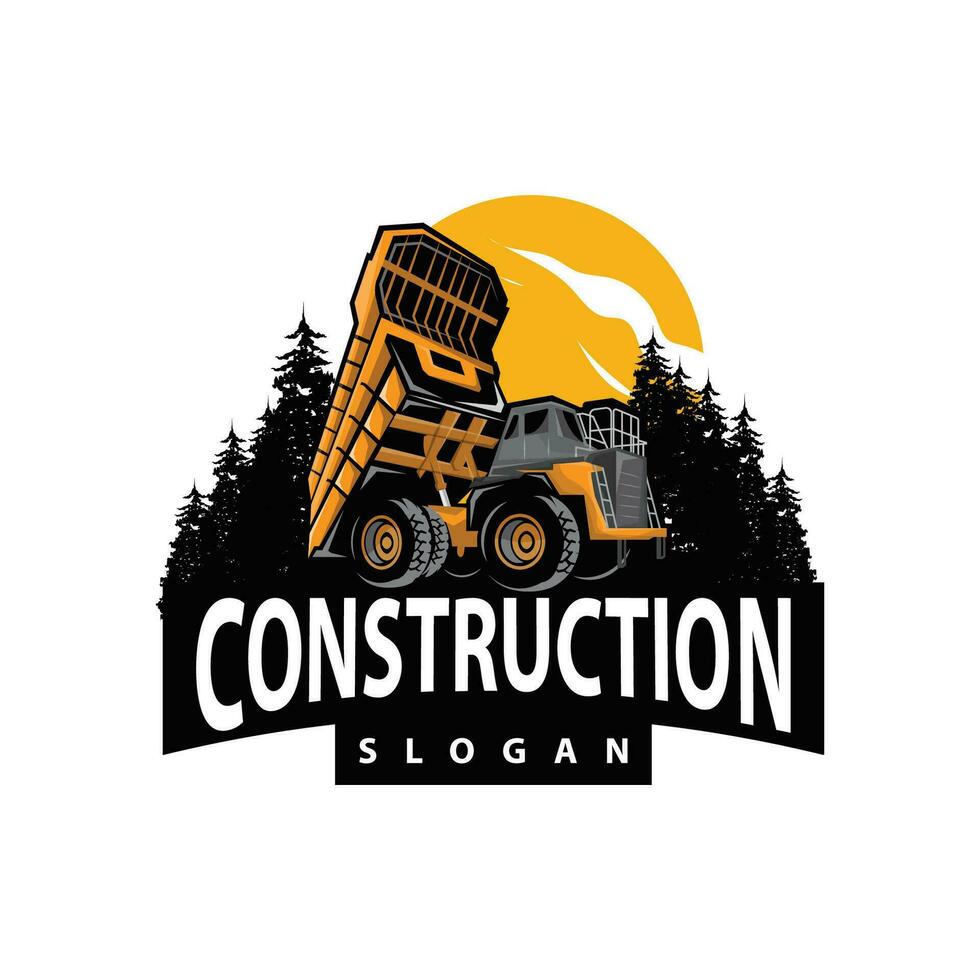 vrachtauto logo zwaar voertuig mijnbouw vrachtauto vervoer ontwerp vector illustratie sjabloon