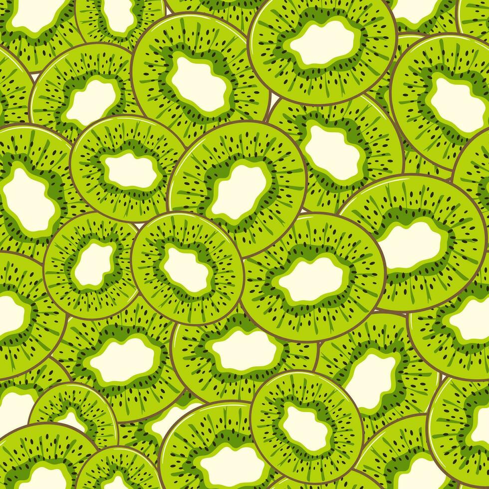 kiwi zomer naadloos patroon in minimalistisch stijl. tropisch exotisch fruit, bladeren. gezond voedsel. voor menu, cafe, behang, kleding stof, inpakken, achtergrond. vector