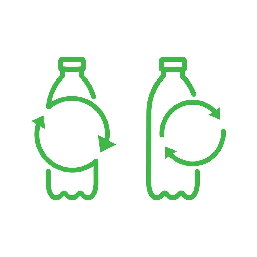 recycle plastic fles icoon. fles met recycle symbool. vector schets icoon