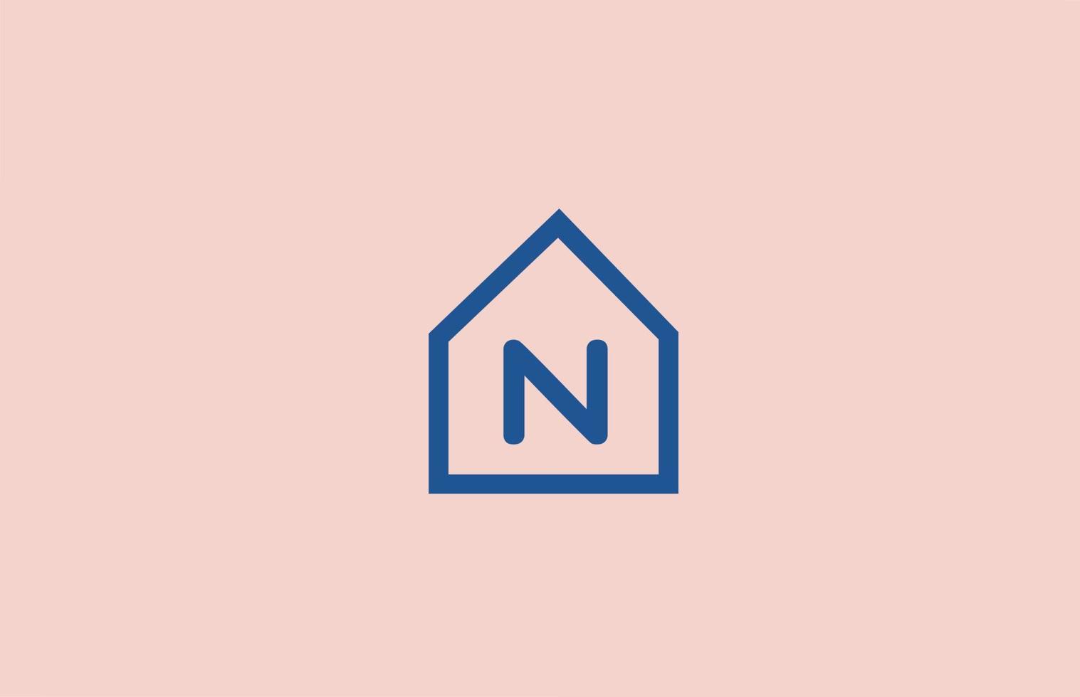 blauw roze n alfabet letterpictogram logo voor bedrijf en bedrijf met huis design vector