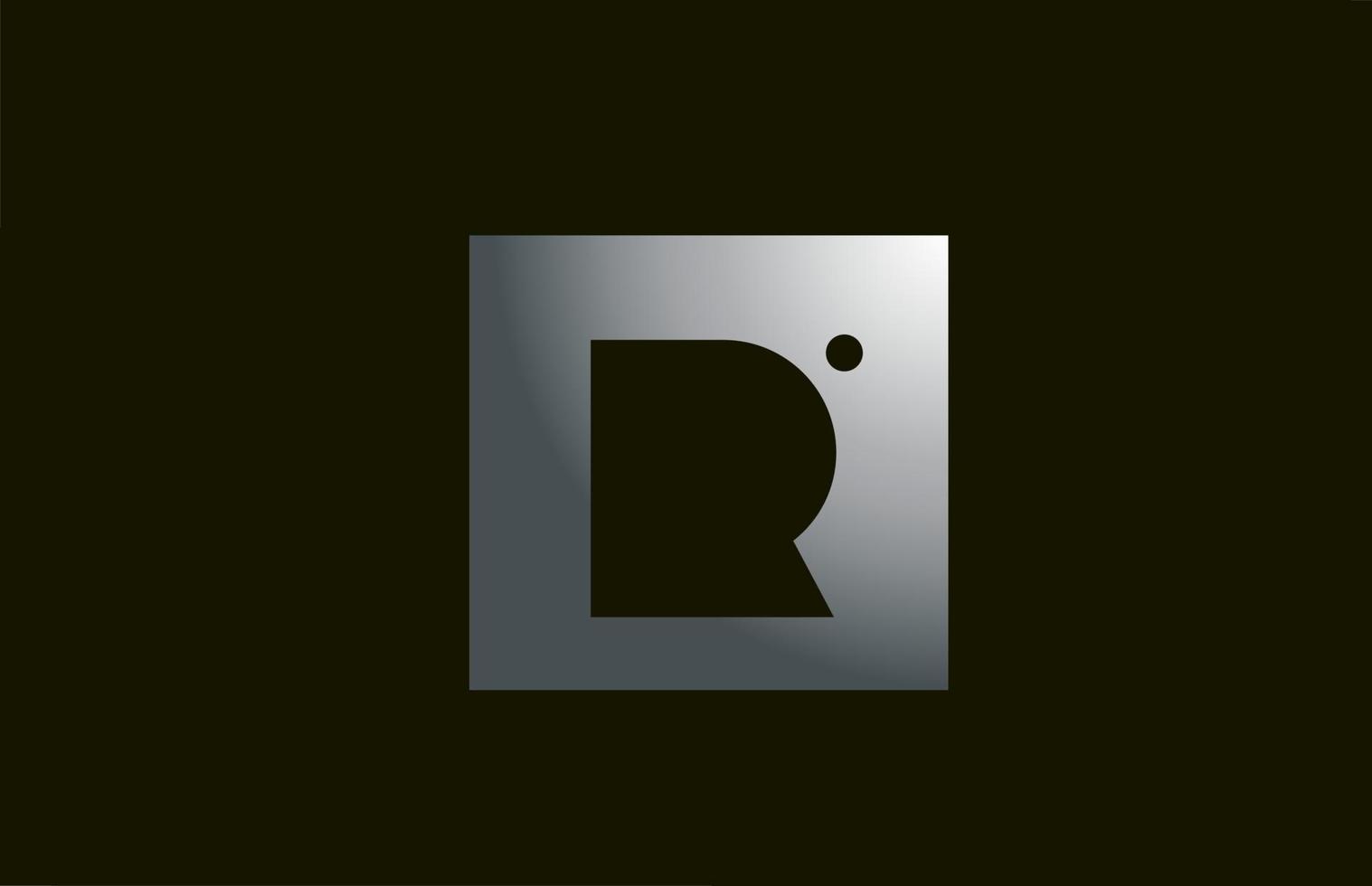 grijze metalen r alfabet letter logo voor bedrijf en bedrijf met vierkant ontwerp. metalen sjabloon voor huisstijl vector