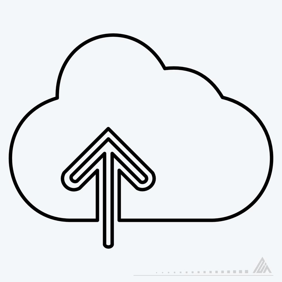 pictogramvector van wolk met opwaartse pijl - lijnstijl vector