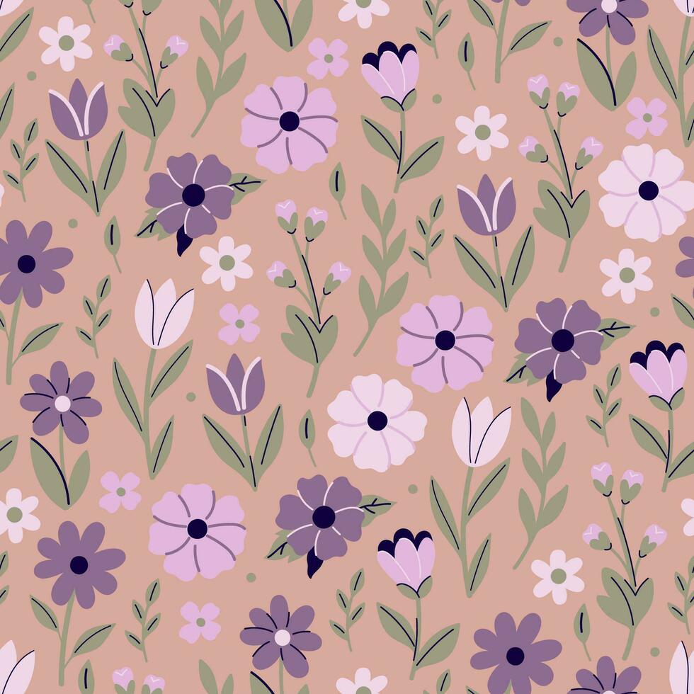 naadloos voorjaar patroon met bloemen in delicaat kleuren. vector grafiek.