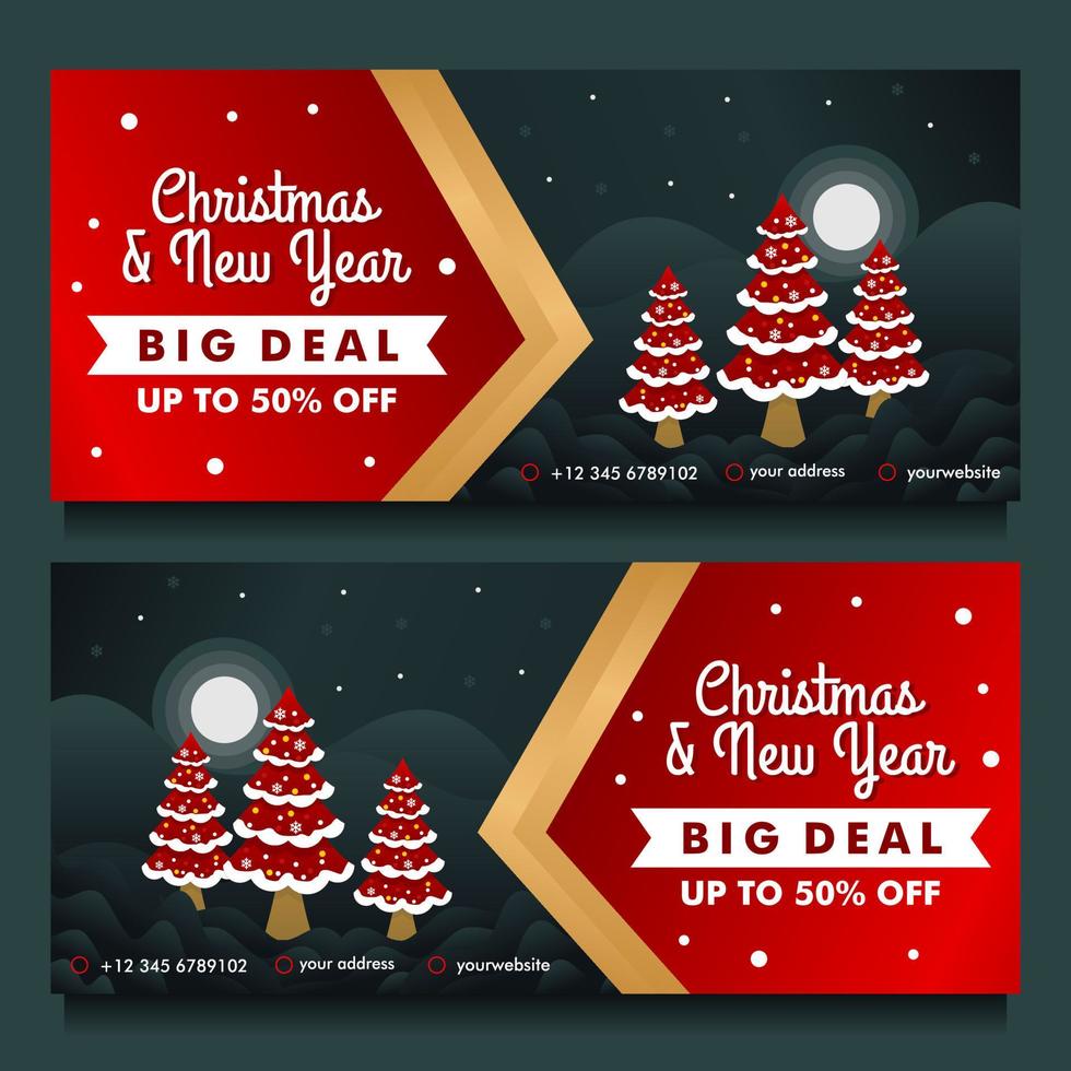 kerst en nieuwjaar mega verkoop banner met nacht achtergrond sjabloon vector
