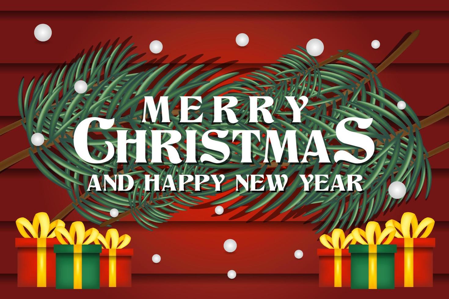 prettige kerstdagen en gelukkig nieuwjaar sjabloon voor spandoek met kerstboom achtergrond vector