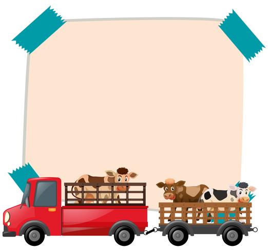 Papiersjabloon met koeien op vrachtwagen vector