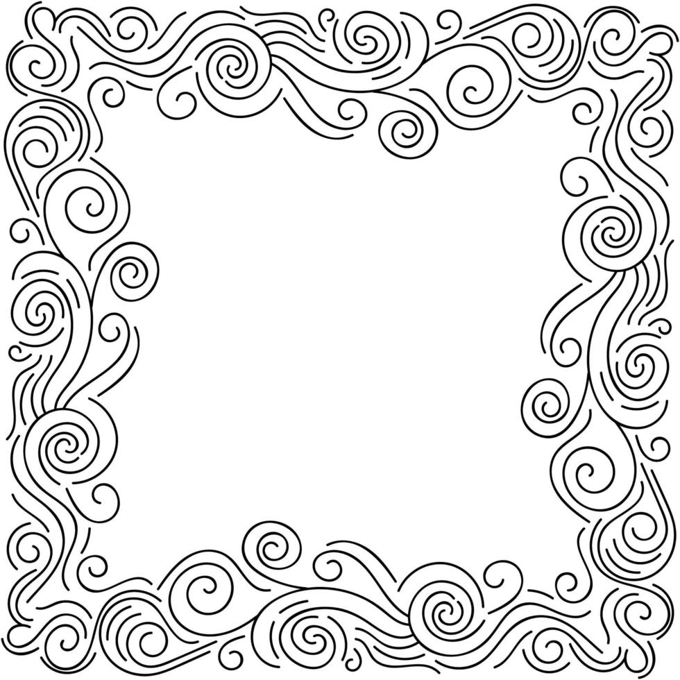 abstracte doodle krullend dunne lijn frame geïsoleerd op een witte achtergrond. vector