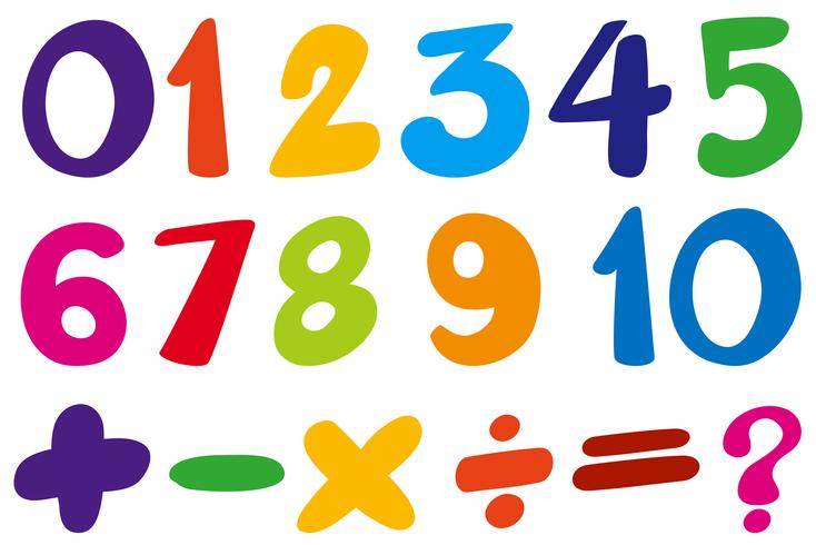 Ontwerp van lettertypen voor cijfers en teken in kleuren vector