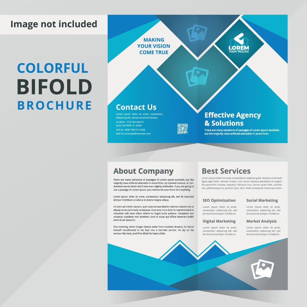 creatieve blauwe moderne opvallende zakelijke tweevoudige brochure. abstracte vectorlay-out in plat ontwerp. vector