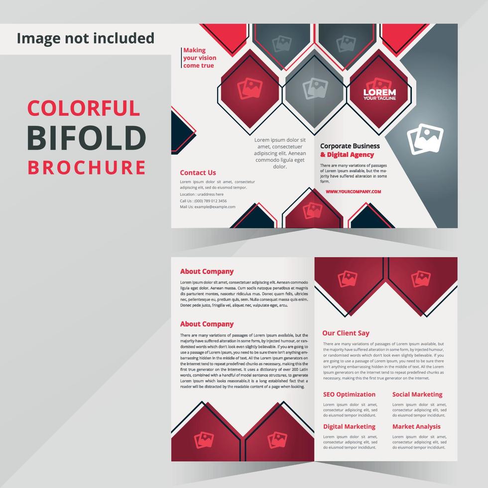 zakelijk opvallend modern bi-fold brochureontwerp. multifunctionele sjabloon met omslag-, achter- en binnenpagina's. trendy minimalistisch plat geometrisch ontwerp. verticaal A4-formaat. vector