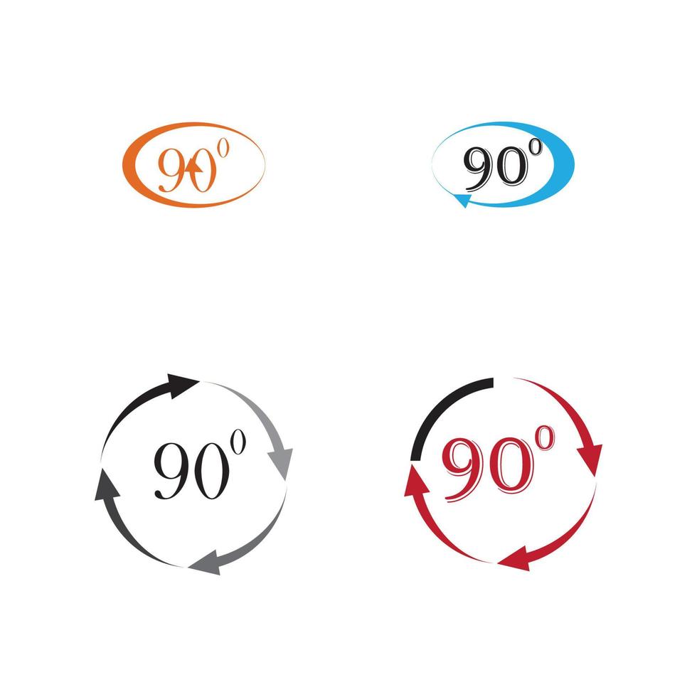 hoek 90 graden teken pictogram. geometrie wiskunde symbool. juiste hoek. klassiek plat icoon. gekleurde cirkels. vector