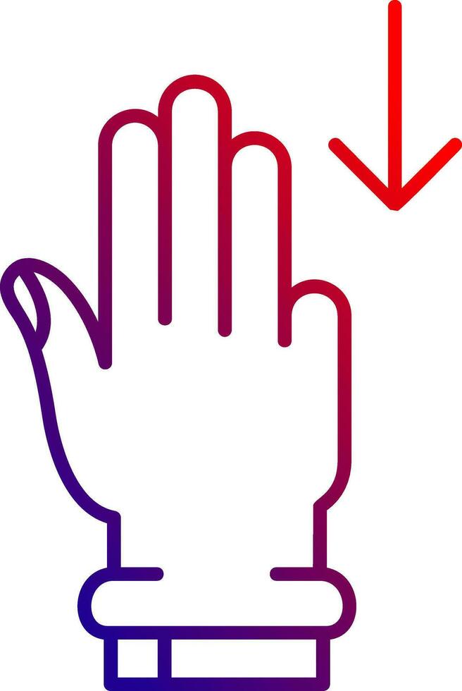 drie vingers naar beneden lijn helling icoon vector