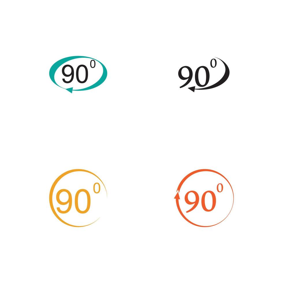 hoek 90 graden teken pictogram. geometrie wiskunde symbool. juiste hoek. klassiek plat icoon. gekleurde cirkels. vector