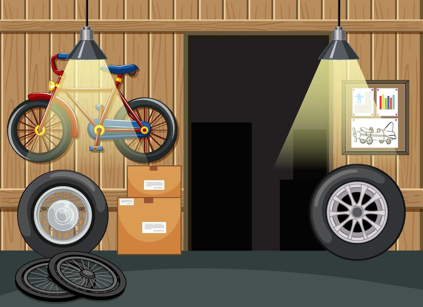 garage interieur met opslag en apparatuur vector