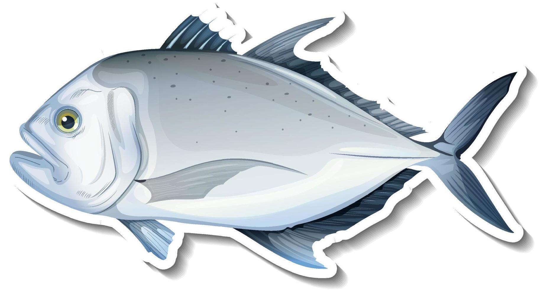gigantische trevally vis sticker op witte achtergrond vector