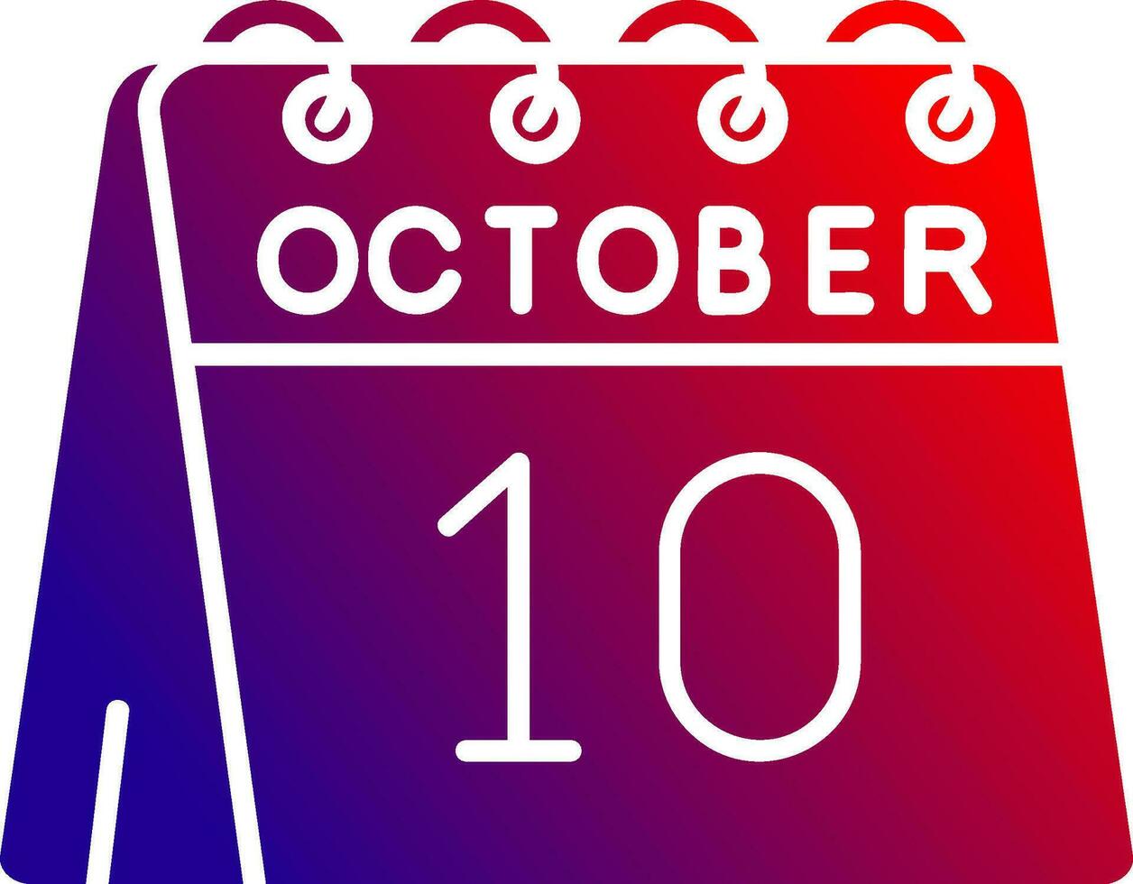 10e van oktober solide helling icoon vector