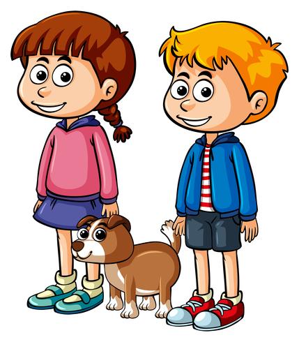 Kinderen met schattige puppy vector