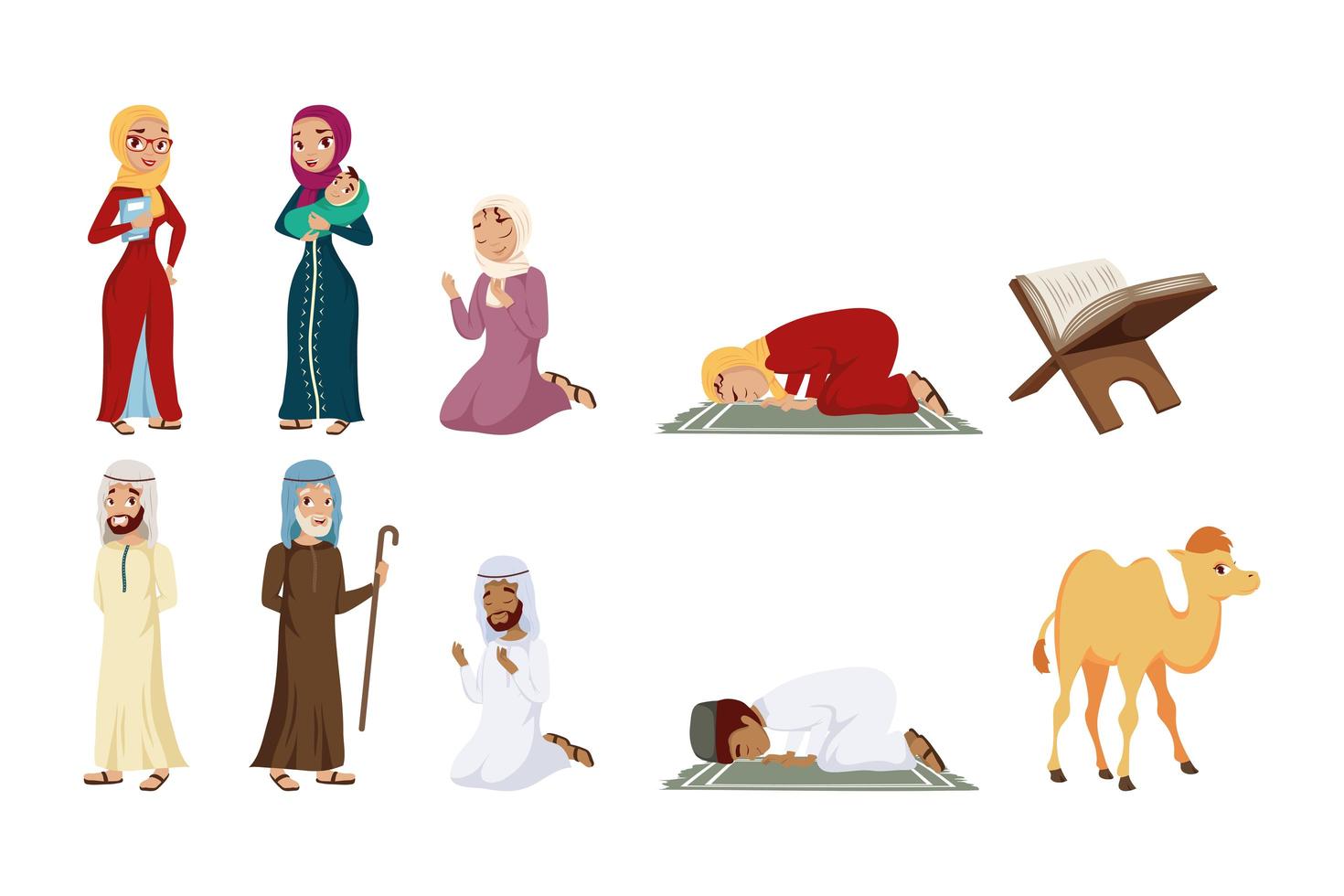 tien moslimcultuur iconen vector
