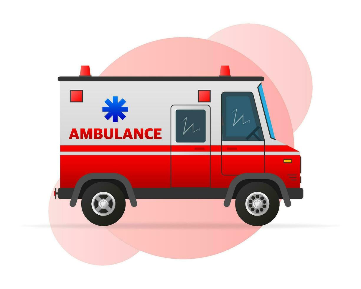 ambulance noodgeval auto of auto- in beweging snel vector illustratie. mockup sjabloon vector illustratie