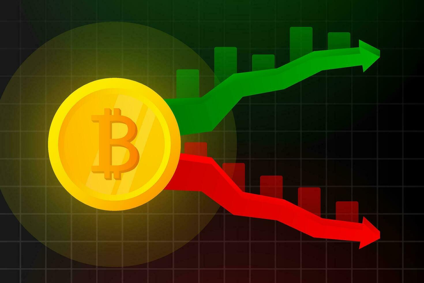 bitcoin munt, online handel crypto munteenheid. technisch analyse kandelaar grafiek. voorraad uitwisselingen inhoudsopgave vector