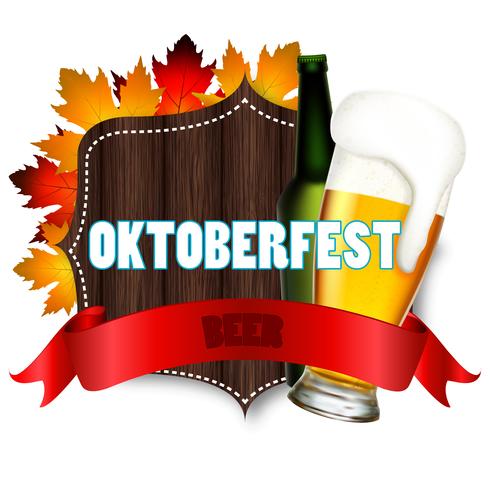 Illustratie voor het festival Oktoberfes met een glas en een flesje bier vector