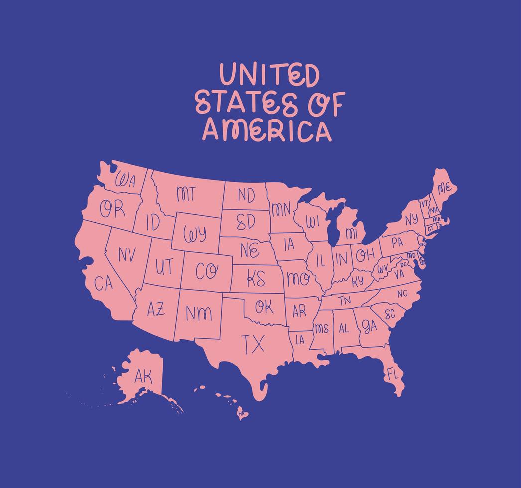 weergave van de kaart van de VS vector