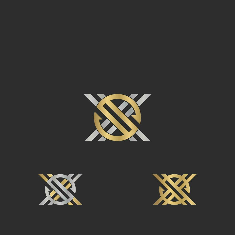 alfabet initialen logo xs, sx, X en s vector