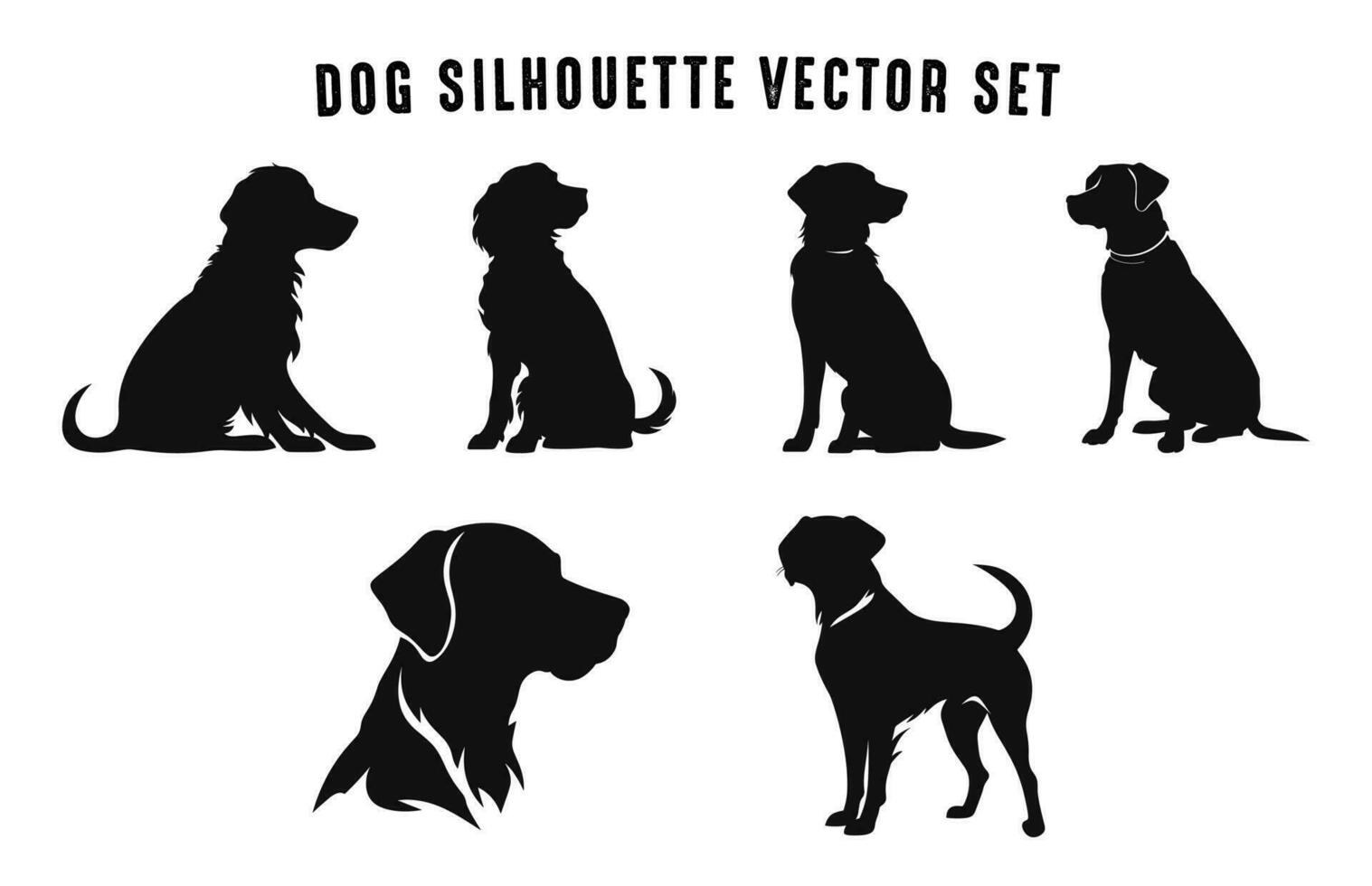 reeks van hond silhouetten zwart vector vrij verzameling