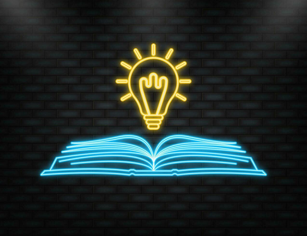 ideeën boek Aan licht lamp. macht van kennis teken. vector illustratie.