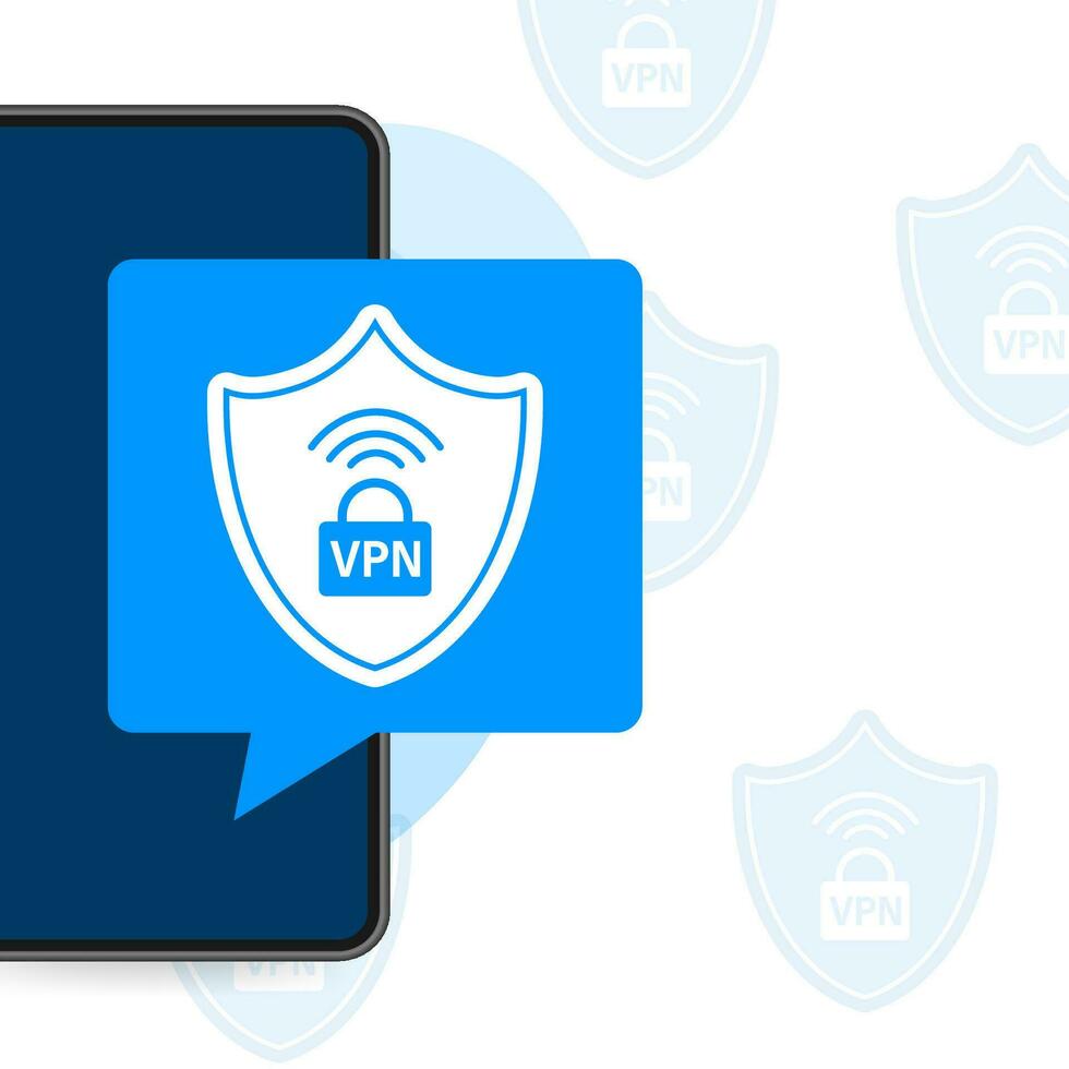 vpn vlak blauw beveiligen etiket Aan wit achtergrond. vector illustratie.