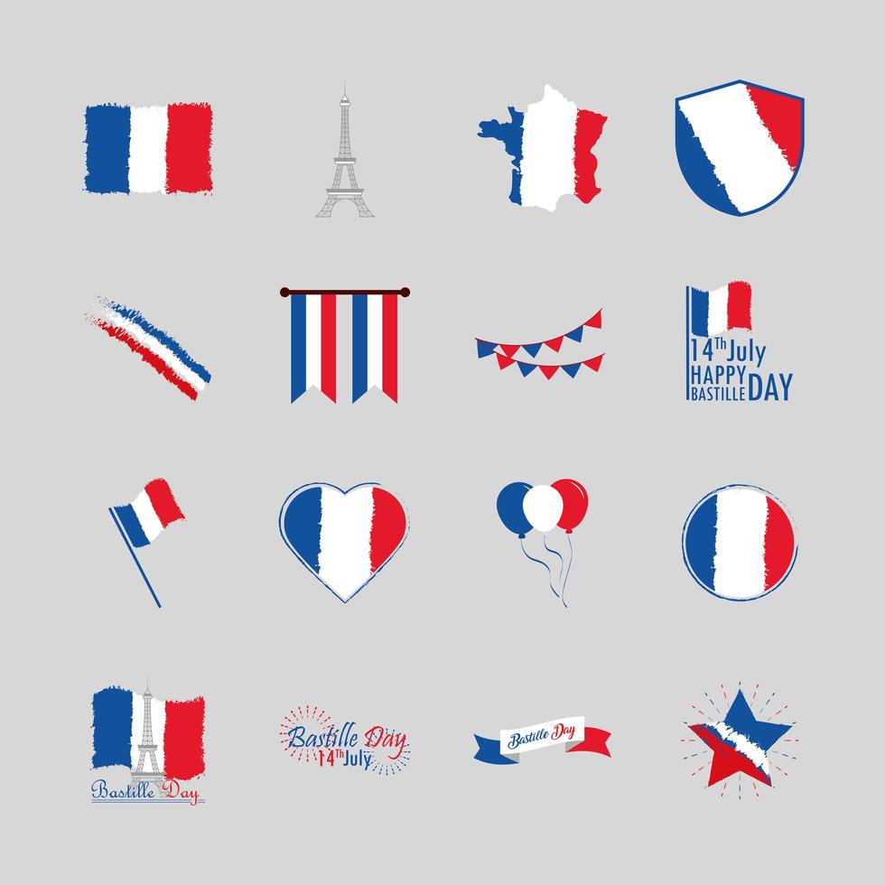 Bastille dag set vector