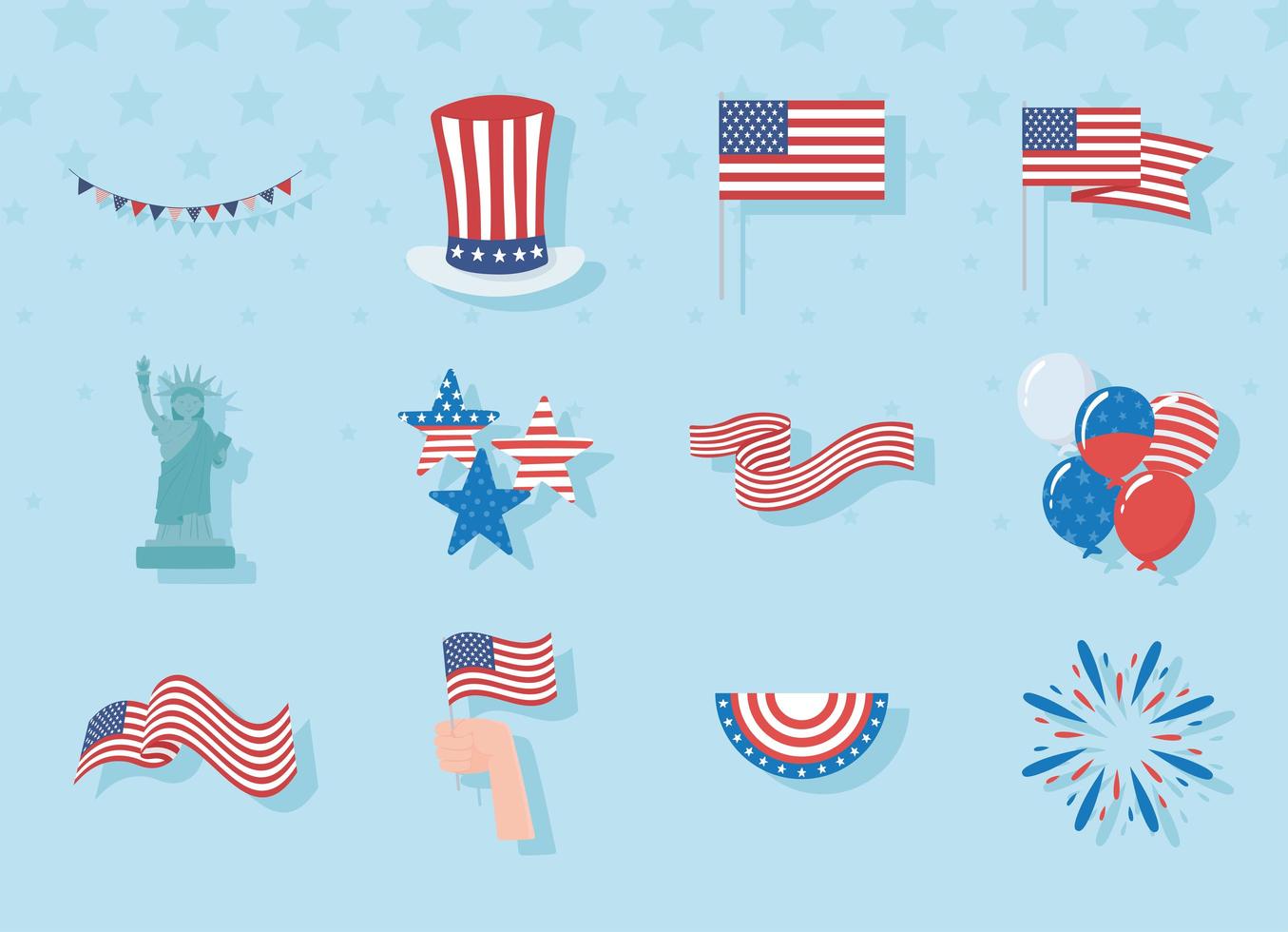 usa patriottische rekwisieten set vector